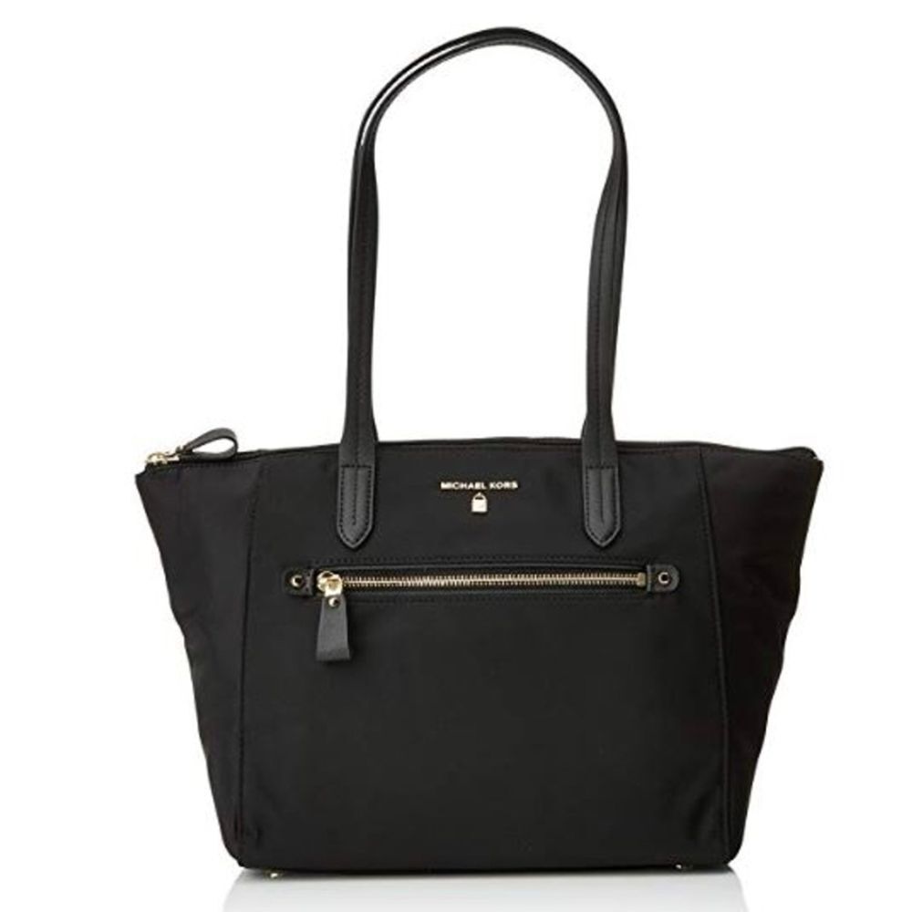 Michael Kors Kelsey Black zip top luggage tote shoulder bag vinyl